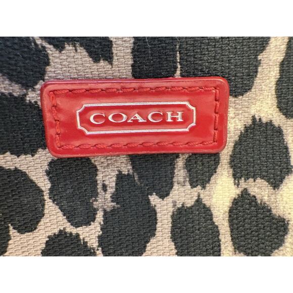 Coach Park Ocelot Small Wristlet Animal Print Leopard Black/Red Missing Charm - Picture 3 of 7